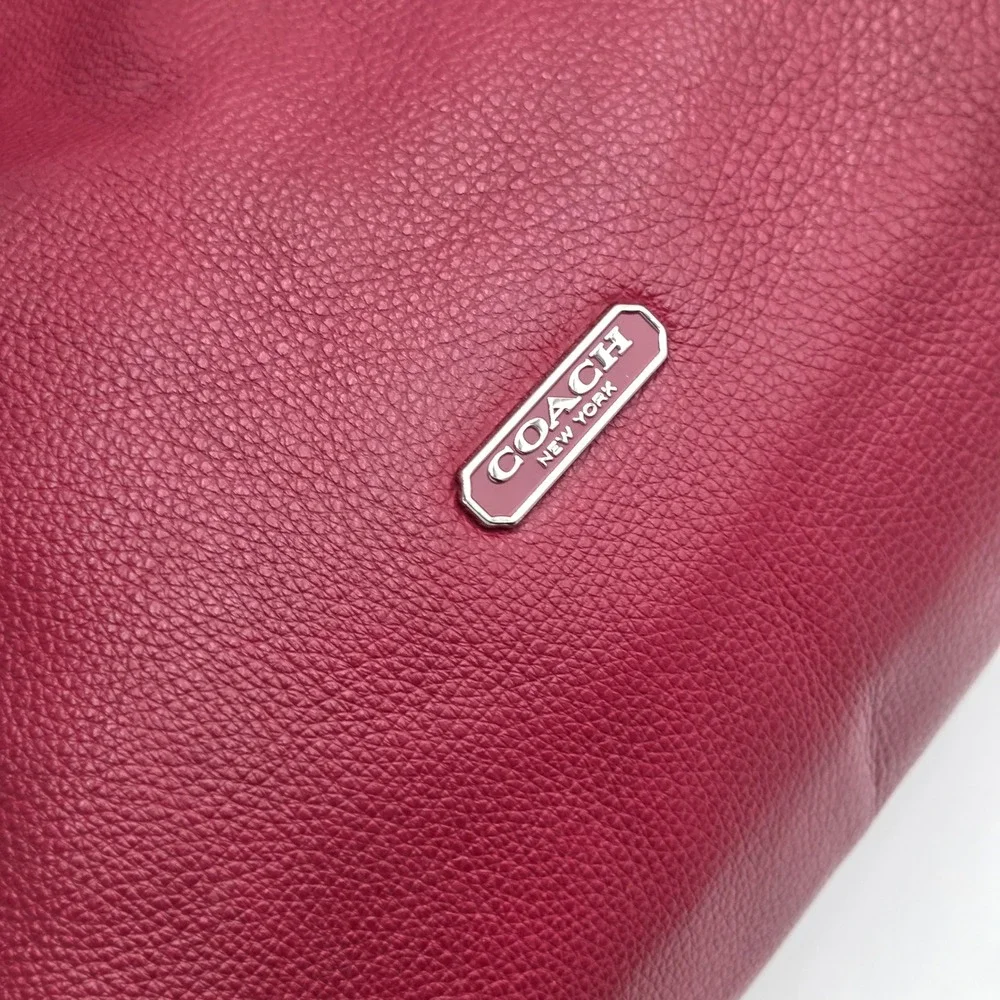 Coach Large Slouchy Hobo Bag Pebbled Leather Shoulder Tote Crossbody F31323 Wine